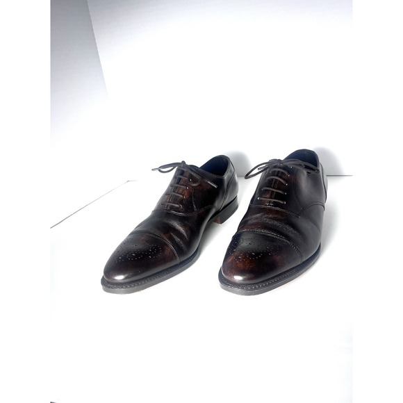 John Lobb Hartland Oxford Shoes 9 US Brown Leather Cap Toe Brogue Dress UK Made - Picture 5 of 16